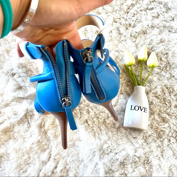 Joe’s Jeans Robbie Blue Leather Strappy Heels 6.5M - Picture 8 of 9